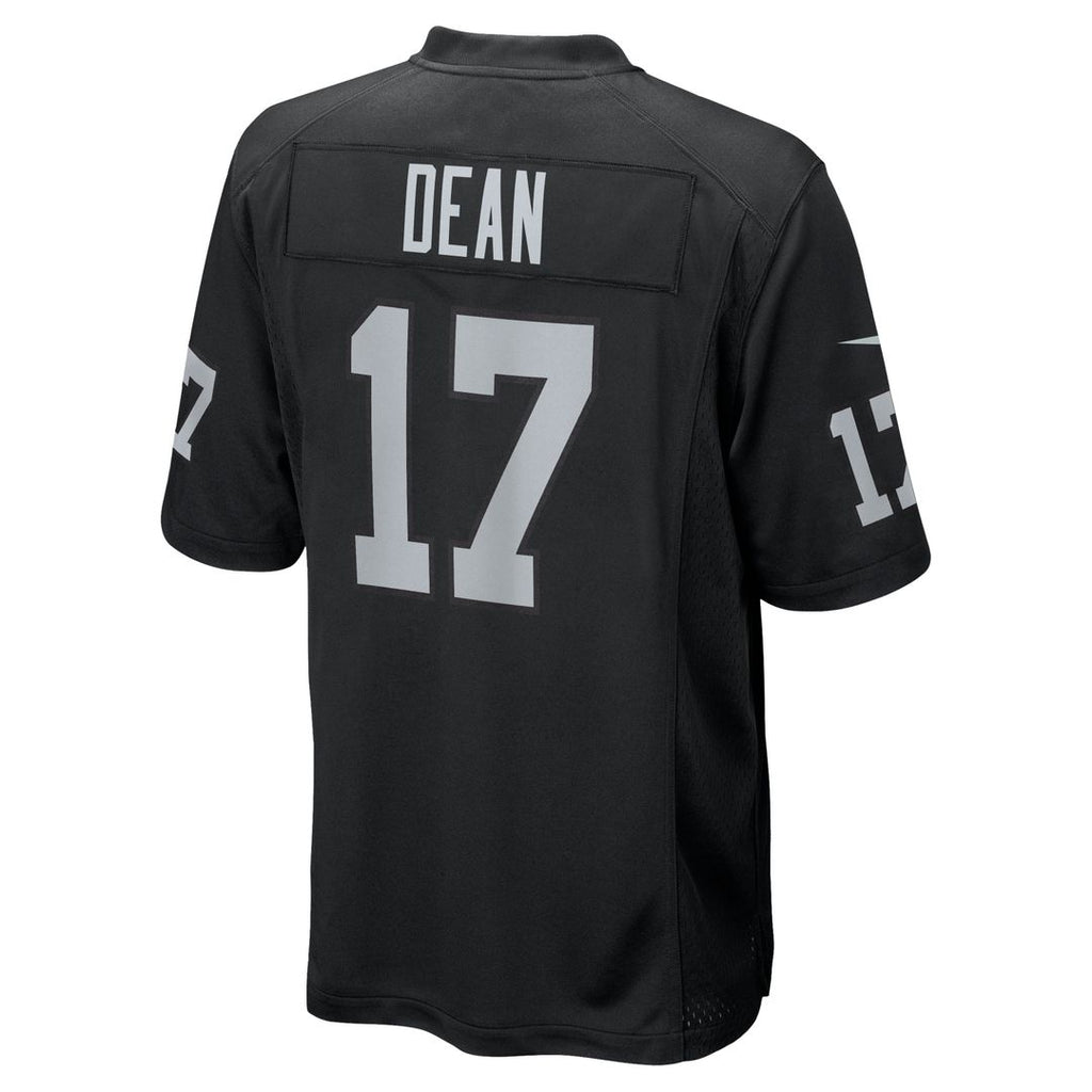 Las Vegas Raiders Nakobe Dean Black Team Game Jersey product image 3, provided for visual reference and product detail review