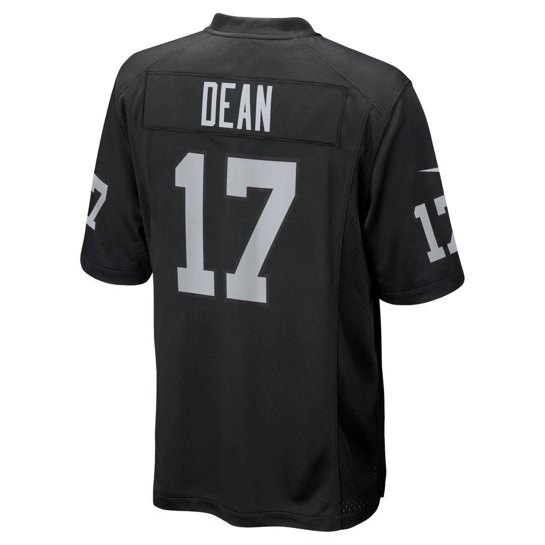 Las Vegas Raiders Nakobe Dean Black Team Game Jersey product image 3, provided for visual reference and product detail review