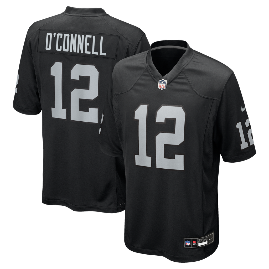 Las Vegas Raiders Aidan O'Connell Black Team Game Jersey product image 1, provided for visual reference and product detail