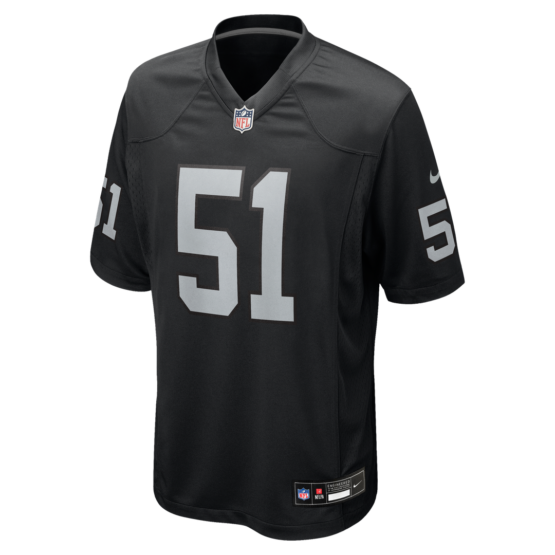 Las Vegas Raiders Malcolm Koonce Black Game Jersey product image 2, provided for visual reference and product detail review