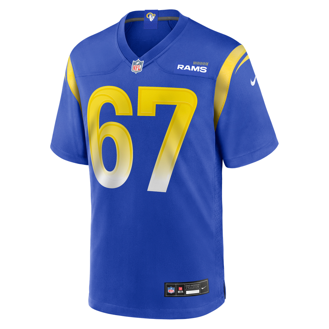 Los Angeles Rams Justin Dedich Royal Game Jersey product image 2, provided for visual reference and product detail review