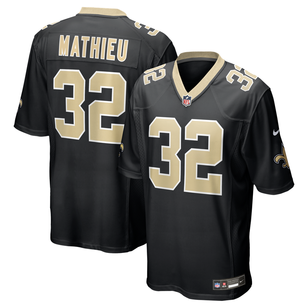 New Orleans Saints Tyrann Mathieu Black Game Jersey product image 1, provided for visual reference and product detail review