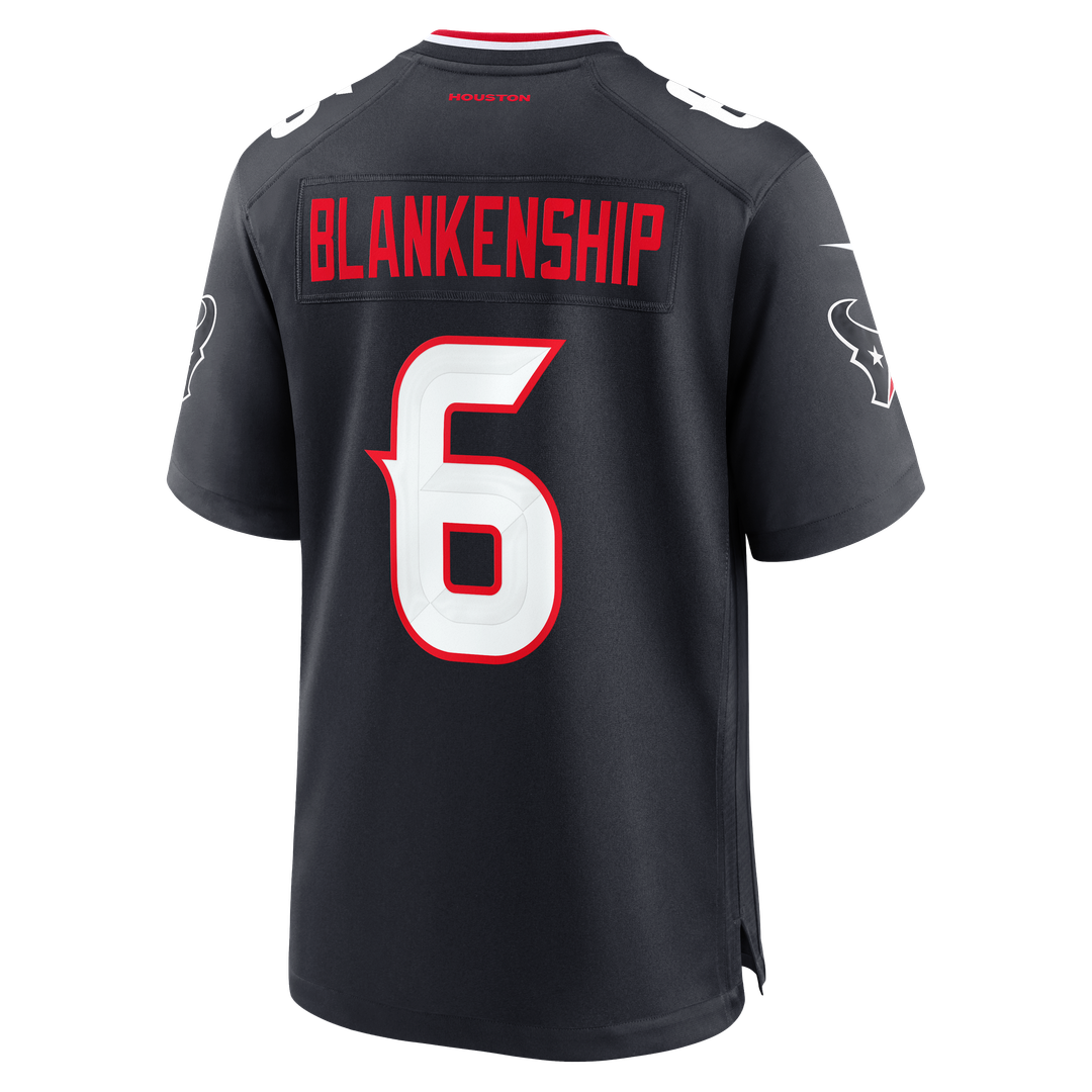 Houston Texans Reed Blankenship Navy Team Game Jersey product image 3, provided for visual reference and product detail
