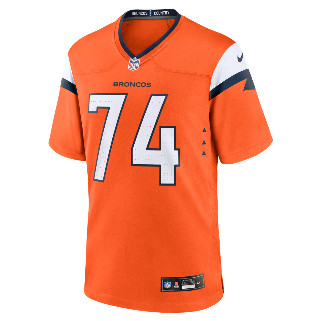 Denver Broncos Ben Powers Orange Team Game Jersey product image 2, provided for visual reference and product detail review