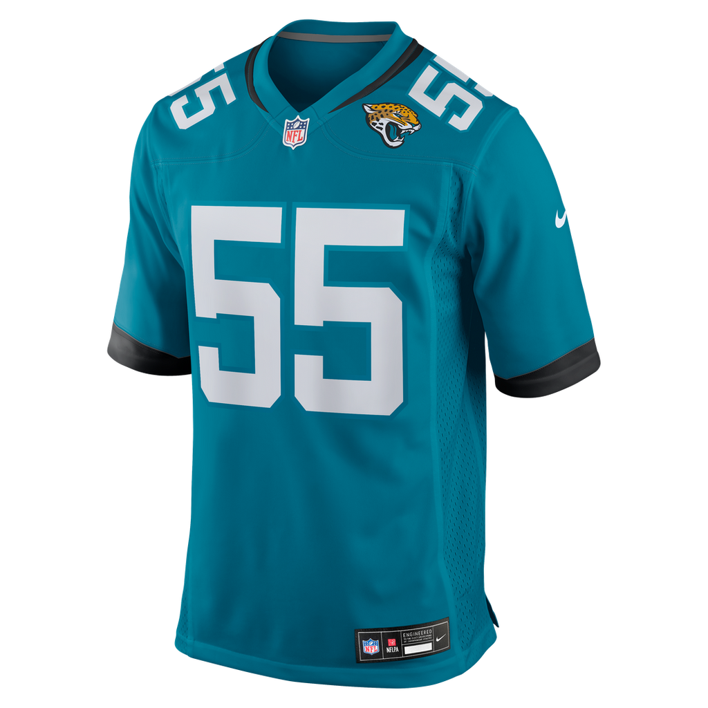 Jacksonville Jaguars Dequan Jackson Teal Game Jersey product image 2, provided for visual reference and product detail review