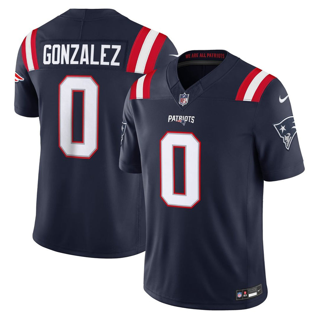 New England Patriots Christian Gonzalez Navy Team Vapor F.U.S.E. Stitched Limited Jersey product image 1, provided for