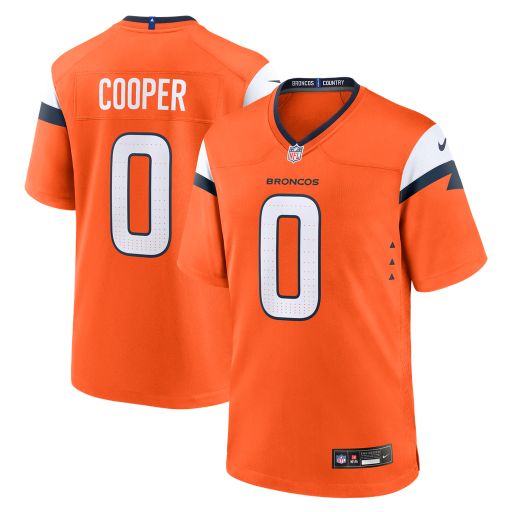 Denver Broncos Jonathon Cooper Orange Team Game Jersey product image 1, provided for visual reference and product detail
