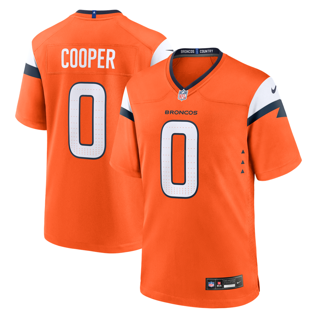 Denver Broncos Jonathon Cooper Orange Team Game Jersey product image 1, provided for visual reference and product detail