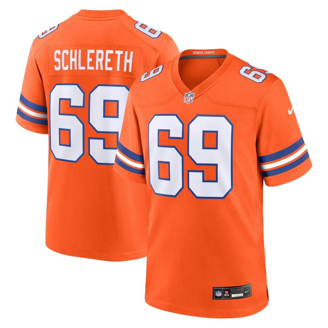Denver Broncos Mark Schlereth Orange Retired Player Alternate Game Jersey product image 1, provided for visual reference and