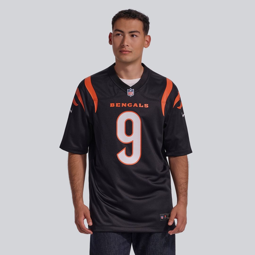Cincinnati Bengals Joe Burrow Black Player Game Jersey product image 16, provided for visual reference and product detail