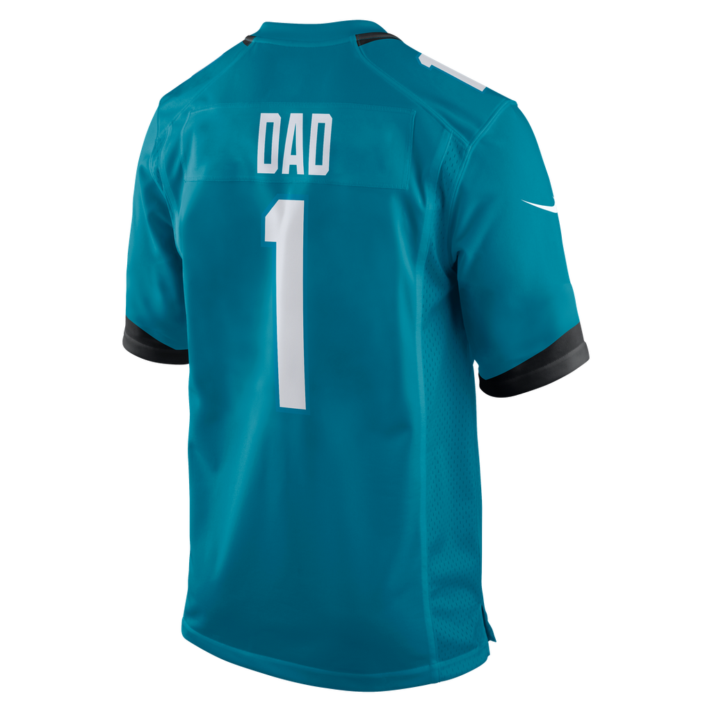 Jacksonville Jaguars Number 1 Dad Teal Game Jersey product image 3, provided for visual reference and product detail review