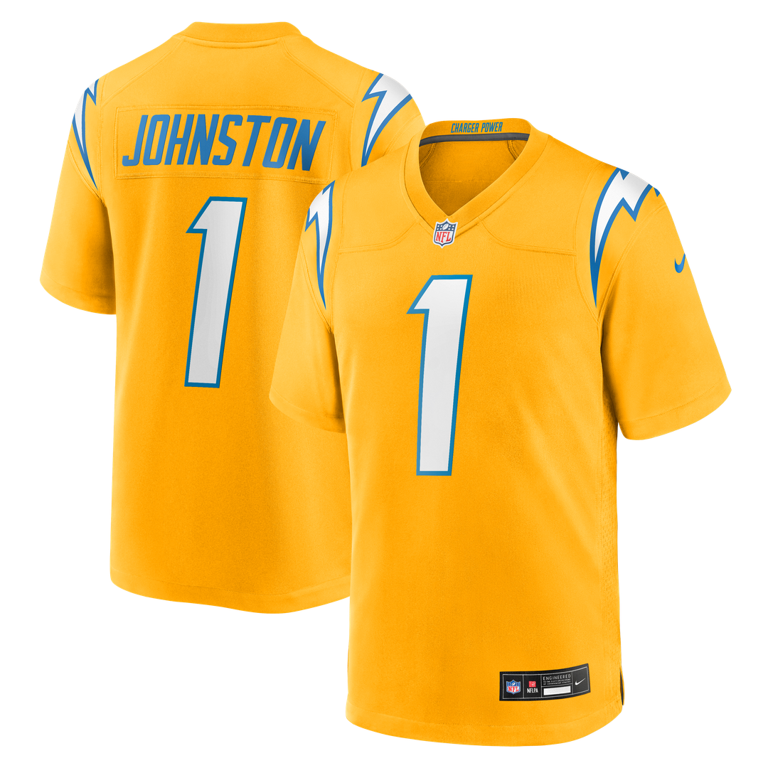 Los Angeles Chargers Quentin Johnston Gold Alternate Charger Power Game Player Jersey product image 1, provided for visual