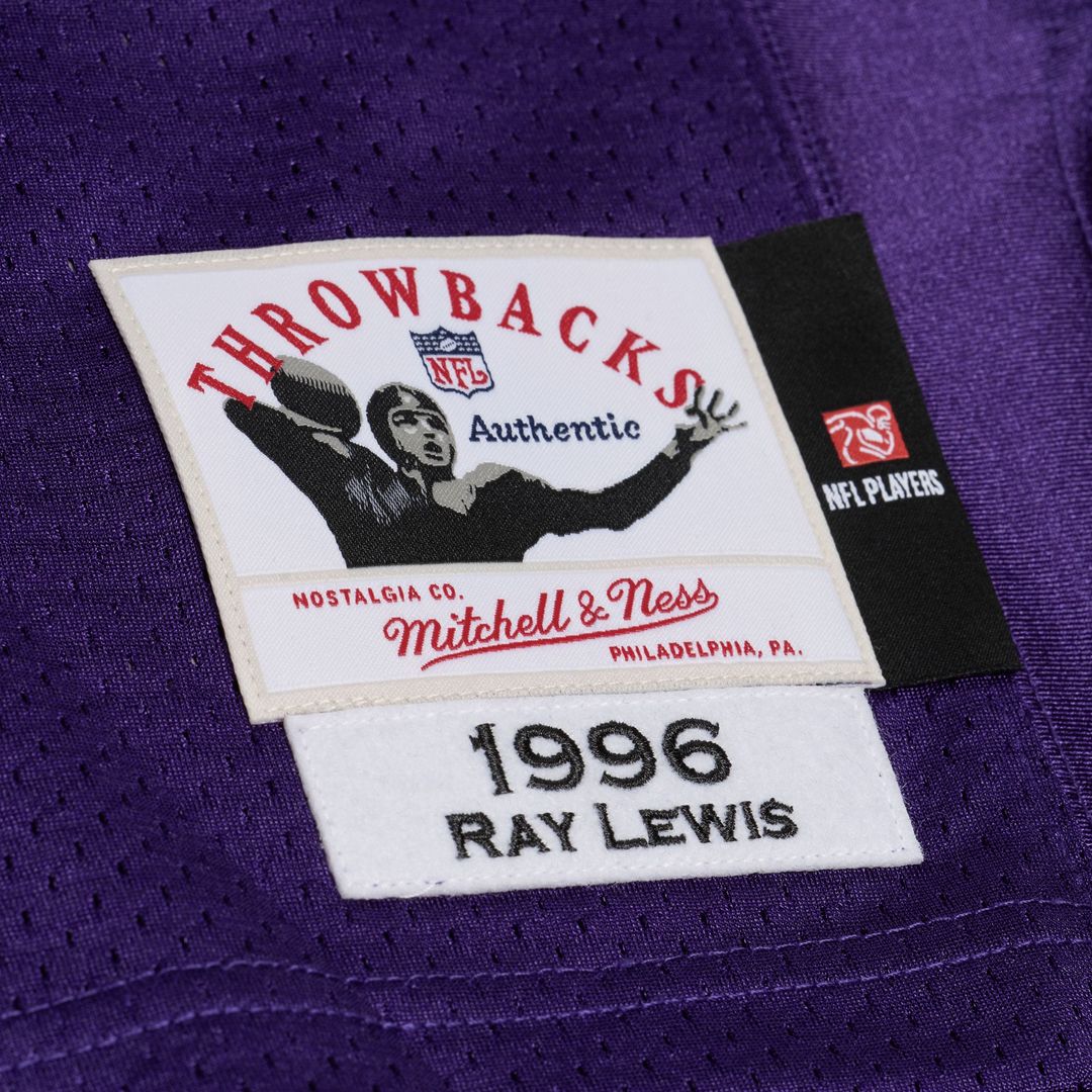 Baltimore Ravens Ray Lewis Purple 1996 Authentic Throwback Jersey product image 5, provided for visual reference and product