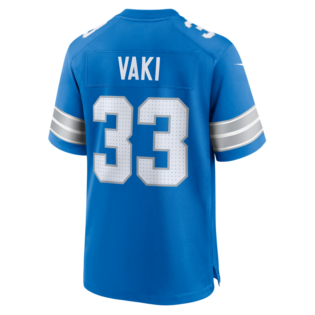 Detroit Lions Sione Vaki Blue Team Game Jersey product image 3, provided for visual reference and product detail review