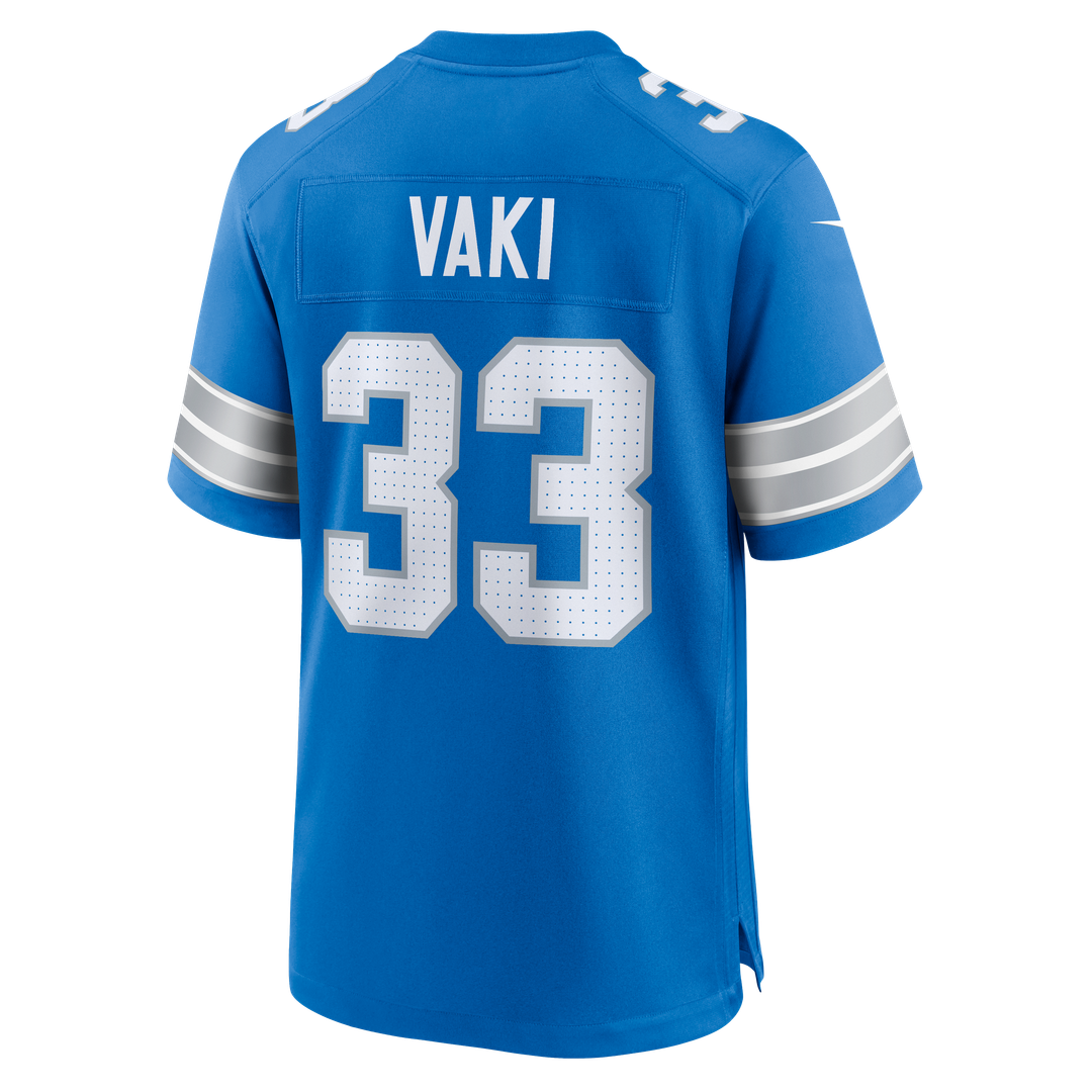 Detroit Lions Sione Vaki Blue Team Game Jersey product image 3, provided for visual reference and product detail review