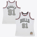 Chicago Bulls Dennis Rodman 1997 Cracked Cement Swingman Basketball Jersey - White product image 1, provided for visual