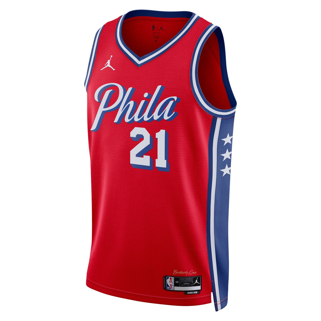 Joel Embiid Philadelphia 76ers Statement Edition Swingman Jersey - Red - Unisex product image 2, provided for visual