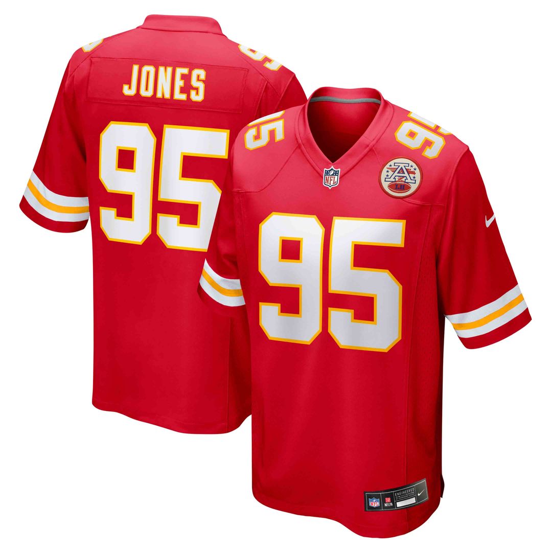 Kansas City Chiefs Chris Jones Red Game Jersey product image 1, provided for visual reference and product detail review