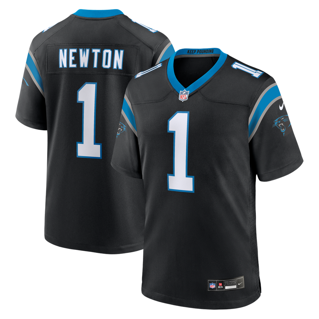 Carolina Panthers Cam Newton Black Team Retired Game Jersey product image 1, provided for visual reference and product