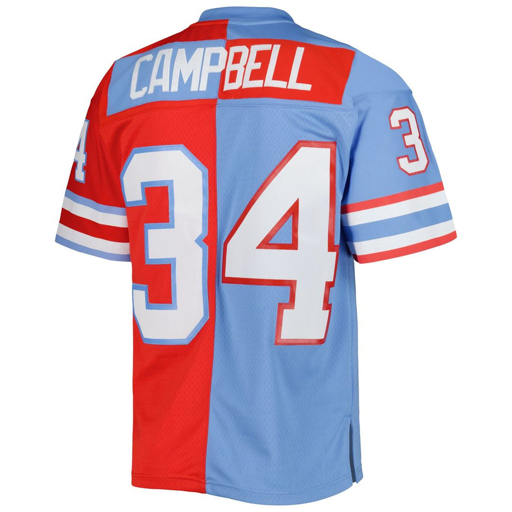 Houston Oilers Earl Campbell Red/Light Blue Gridiron Classics 1980 Split Legacy Replica Jersey product image 3, provided for