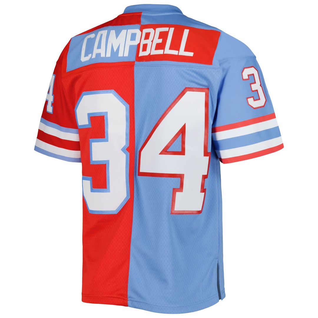 Houston Oilers Earl Campbell Red/Light Blue Gridiron Classics 1980 Split Legacy Replica Jersey product image 3, provided for