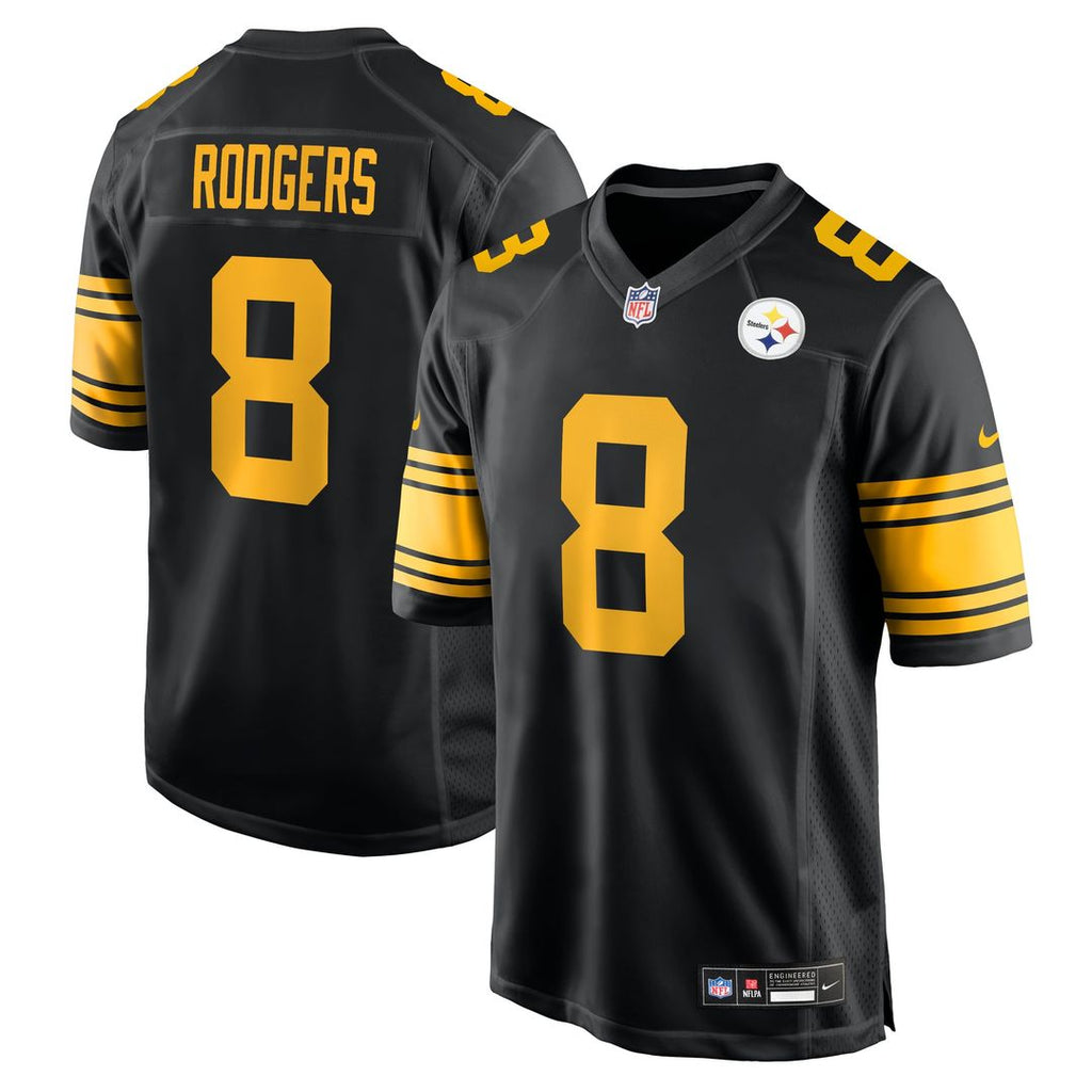 Pittsburgh Steelers Aaron Rodgers Black Alternate Game Jersey product image 1, provided for visual reference and product