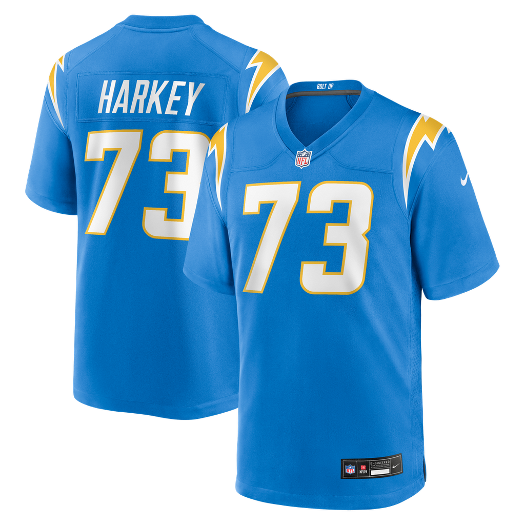 Los Angeles Chargers Alex Harkey Powder Blue Team Game Jersey product image 1, provided for visual reference and product