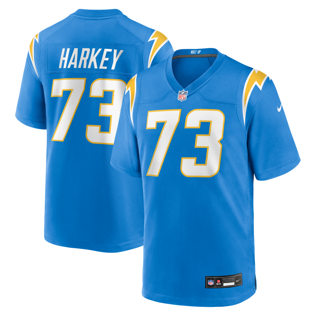 Los Angeles Chargers Alex Harkey Powder Blue Team Game Jersey product image 1, provided for visual reference and product
