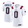 New England Patriots Christian Gonzalez White Game Jersey product image 1, provided for visual reference and product detail