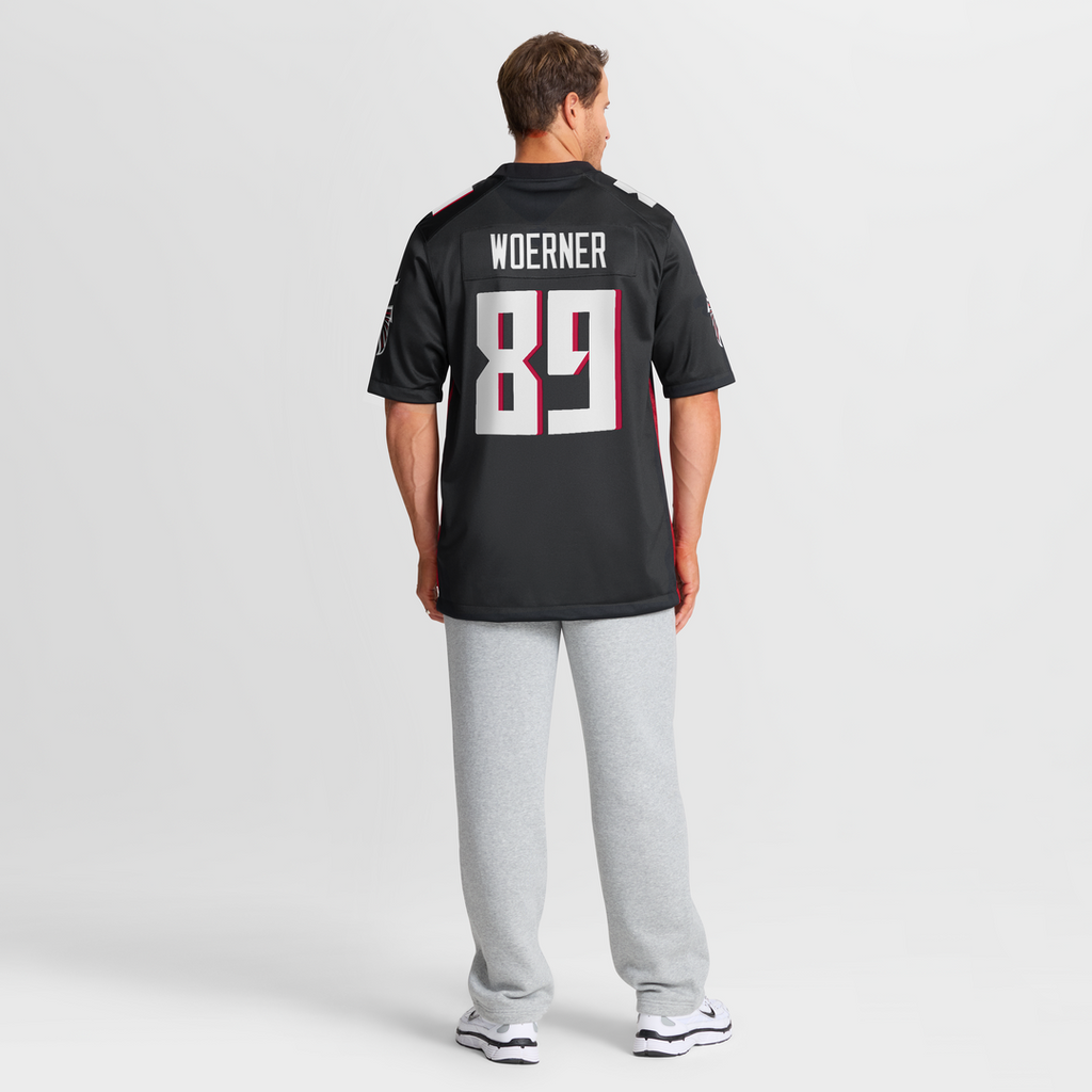 Atlanta Falcons Charlie Woerner Black Game Jersey product image 8, provided for visual reference and product detail review