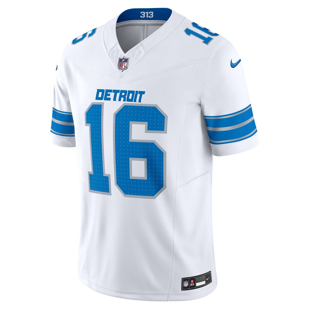 Detroit Lions Jared Goff White Vapor F.U.S.E. Limited Jersey product image 5, provided for visual reference and product