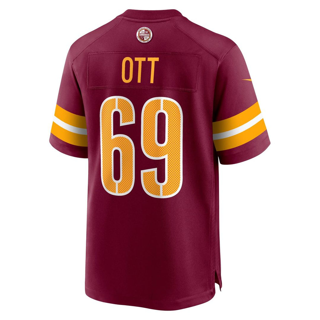 Washington Commanders Tyler Ott Burgundy Game Jersey product image 3, provided for visual reference and product detail review