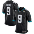 Jacksonville Jaguars Logan Cooke Black Game Jersey product image 1, provided for visual reference and product detail review