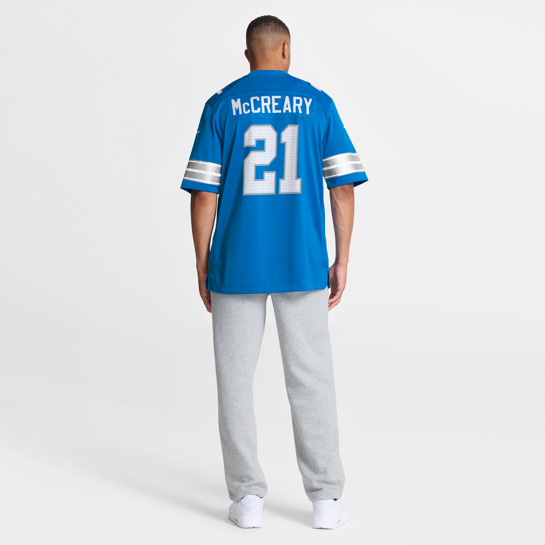 Detroit Lions Roger McCreary Blue Team Game Jersey product image 5, provided for visual reference and product detail review