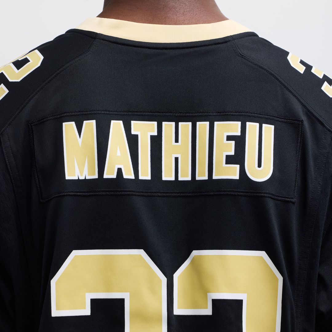 New Orleans Saints Tyrann Mathieu Black Game Jersey product image 8, provided for visual reference and product detail review