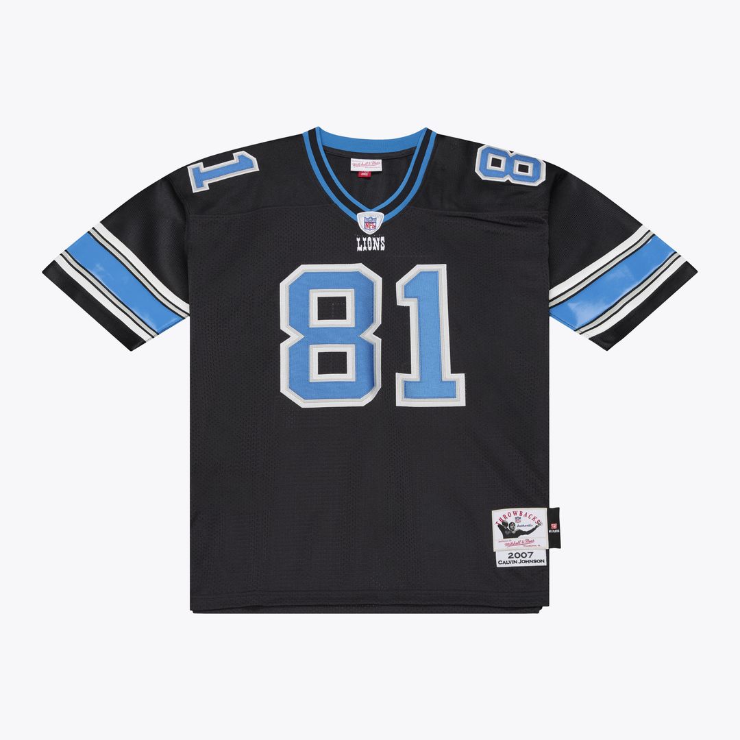 Detroit Lions Calvin Johnson Black 2007 Authentic Throwback Jersey product image 9, provided for visual reference and