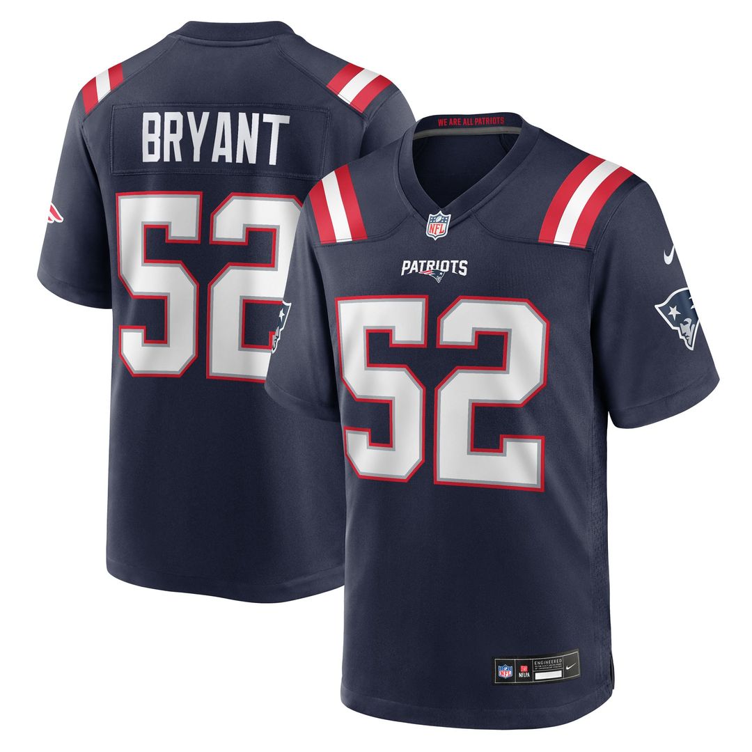 New England Patriots Marcus Bryant Navy Team Game Jersey product image 1, provided for visual reference and product detail