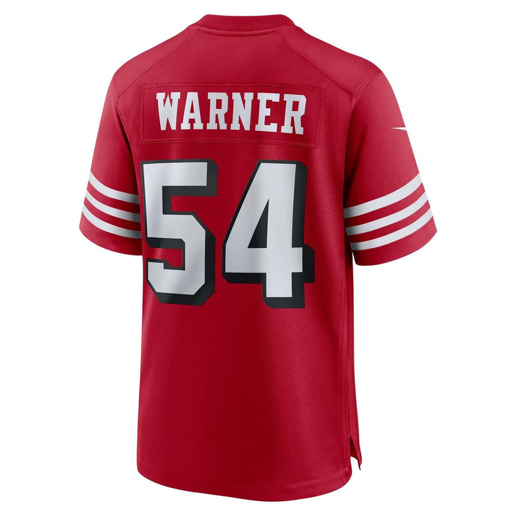San Francisco 49ers Fred Warner Scarlet Alternate Game Jersey product image 3, provided for visual reference and product