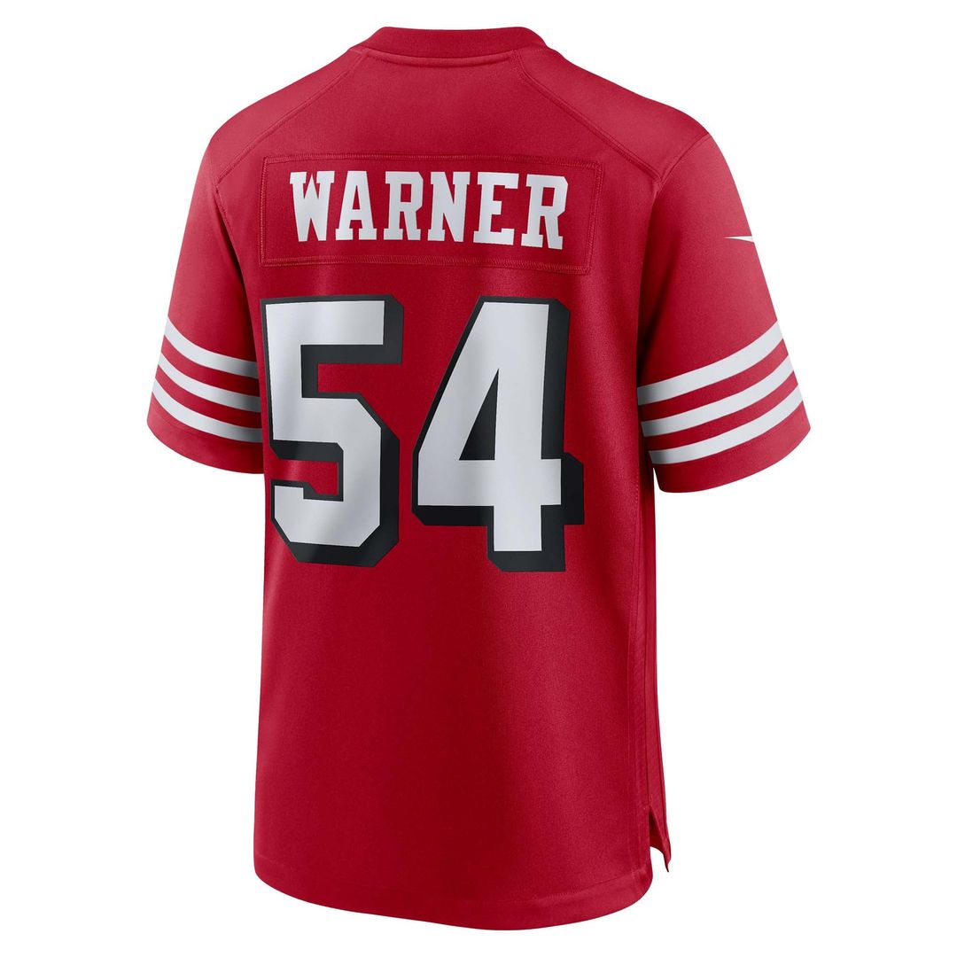 San Francisco 49ers Fred Warner Scarlet Alternate Game Jersey product image 3, provided for visual reference and product