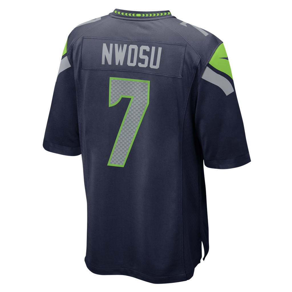 Seattle Seahawks Uchenna Nwosu College Navy Team Game Jersey product image 3, provided for visual reference and product