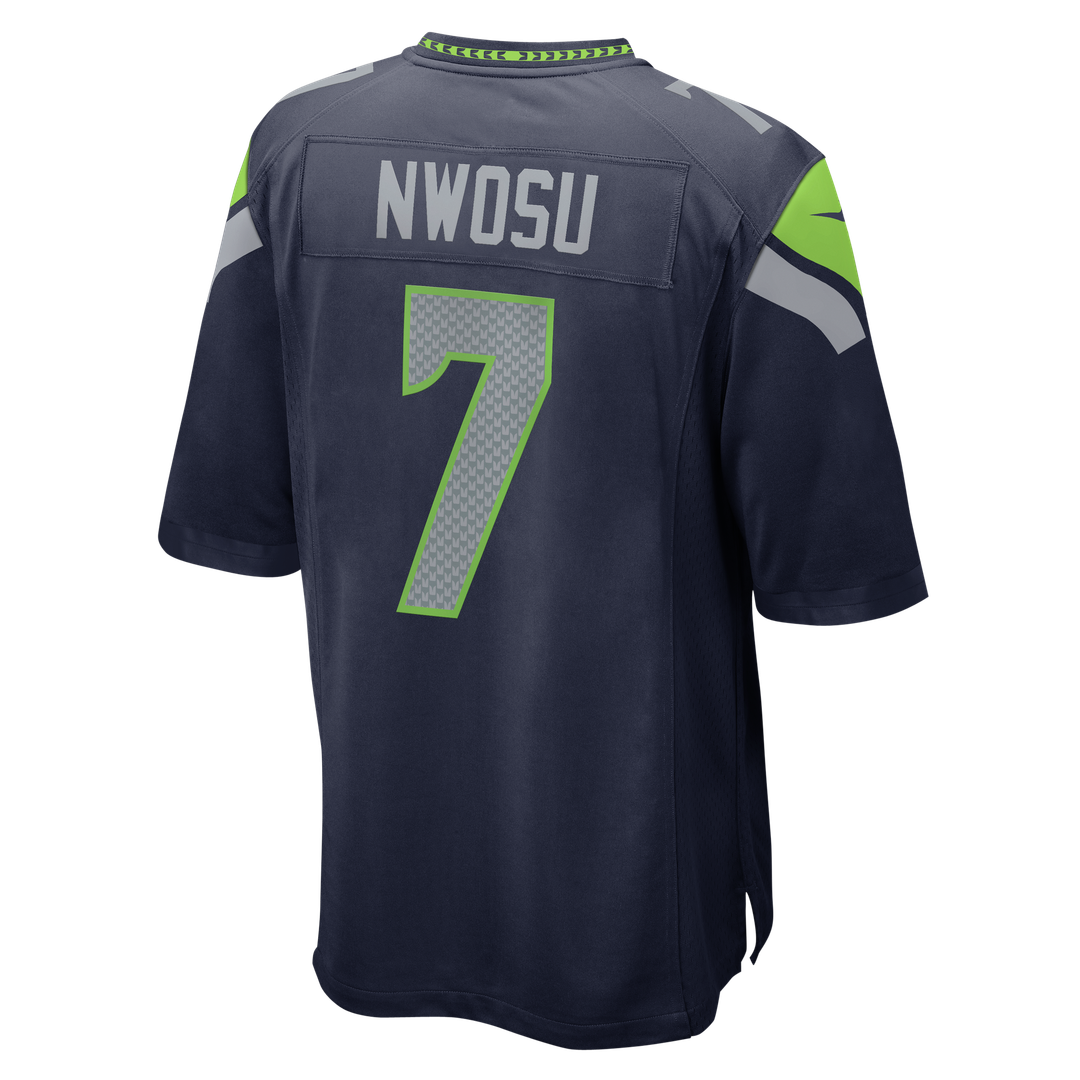 Seattle Seahawks Uchenna Nwosu College Navy Team Game Jersey product image 3, provided for visual reference and product