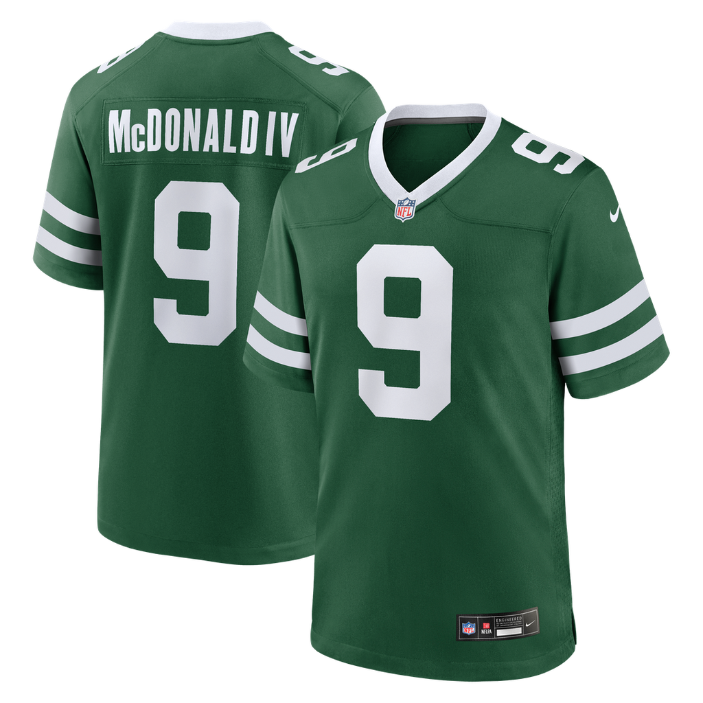 New York Jets Will McDonald IV Legacy Green Team Game Jersey product image 1, provided for visual reference and product