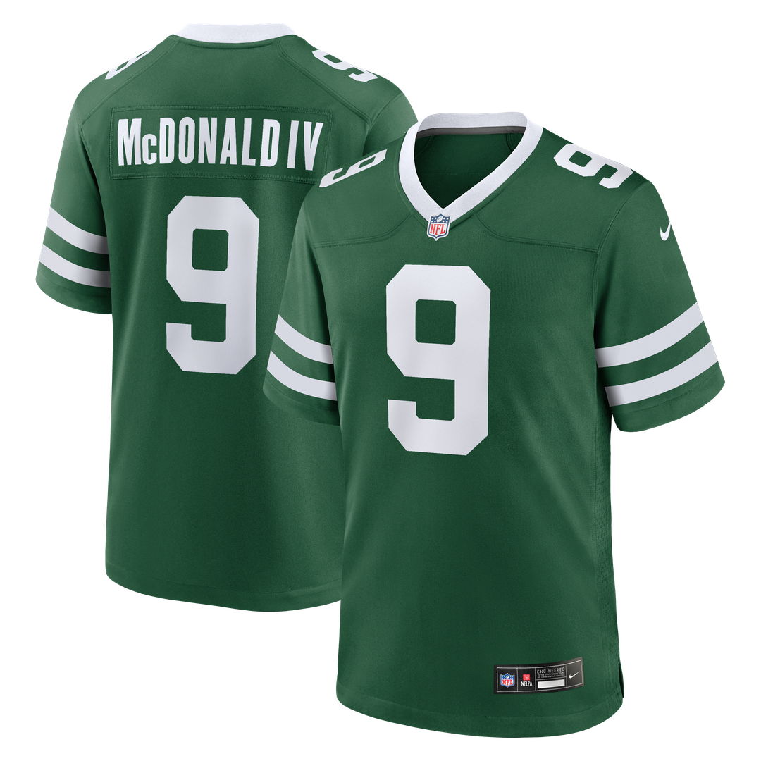New York Jets Will McDonald IV Legacy Green Team Game Jersey product image 1, provided for visual reference and product