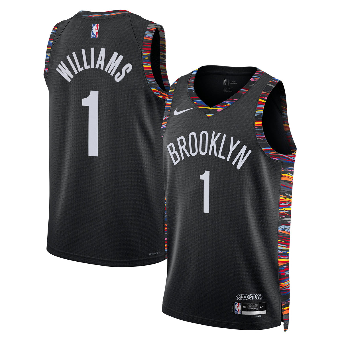 Brooklyn Nets 2025/26 City Edition Swingman Basketball Jersey - Black - Ziaire Williams - Unisex product image 1, provided