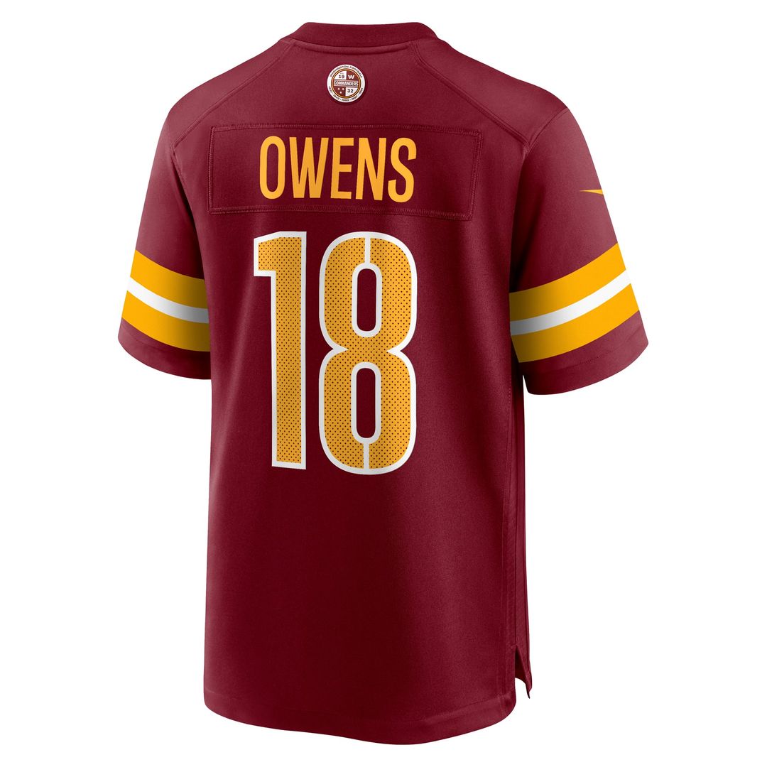 Washington Commanders Tyler Owens Burgundy Team Game Jersey product image 3, provided for visual reference and product
