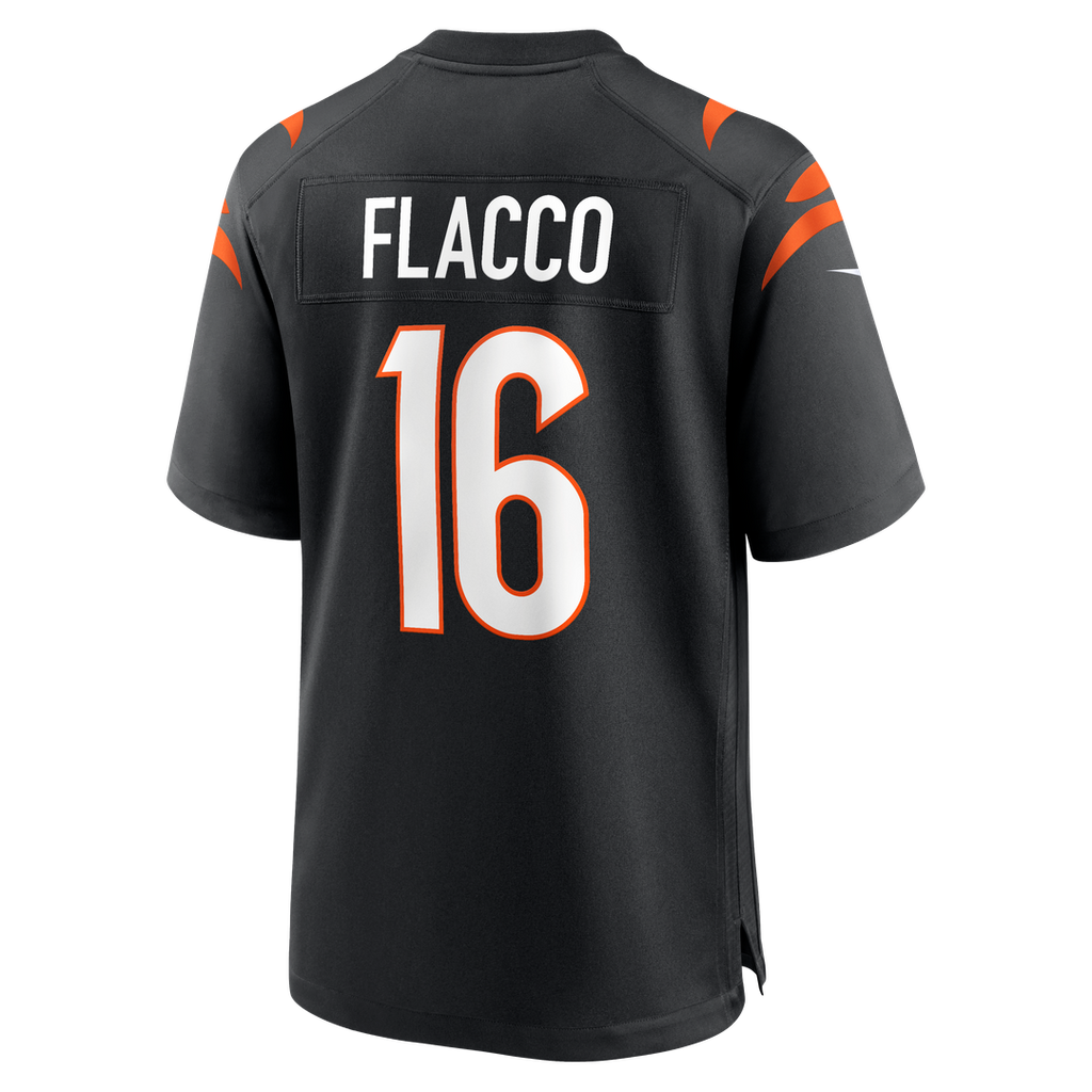 Cincinnati Bengals Joe Flacco Black Team Game Jersey product image 3, provided for visual reference and product detail review