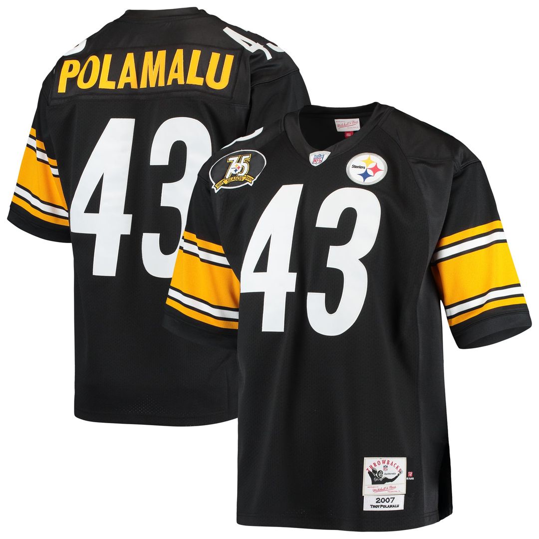 Pittsburgh Steelers 2007 Troy Polamalu Black Authentic Throwback Retired Player Jersey product image 1, provided for visual