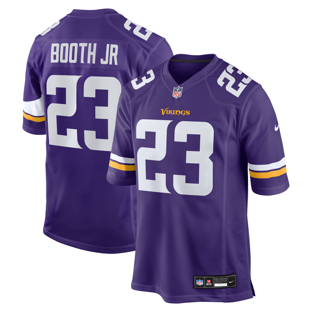 Minnesota Vikings Andrew Booth Jr. Purple Player Game Jersey product image 1, provided for visual reference and product