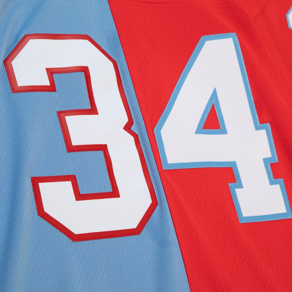 Houston Oilers Earl Campbell Red/Light Blue Gridiron Classics 1980 Split Legacy Replica Jersey product image 4, provided for