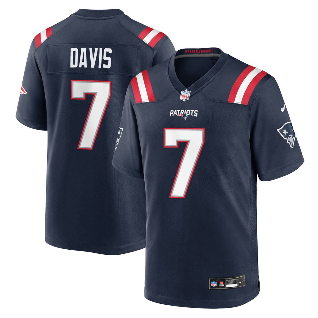 New England Patriots Carlton Davis Navy Team Game Jersey product image 1, provided for visual reference and product detail